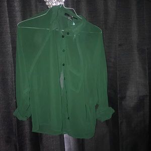 See through button up, green